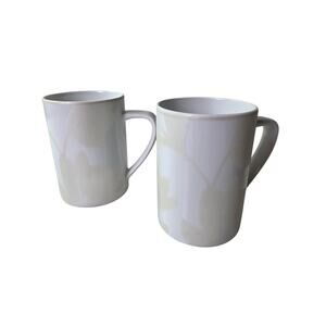 ECHO DESIGN White Yellow Tan Delicate Coffee Porcelain Mug Set of 2